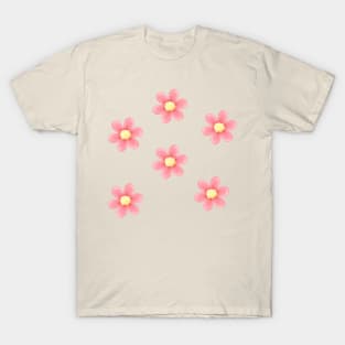 Pink Flowers Pixel Art T-Shirt